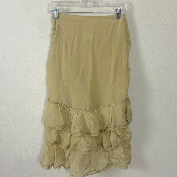 Free People Calliope Ruffle Midi Skirt Sage Medium NWT Ethereal Western Bohemian - Picture 8 of 15